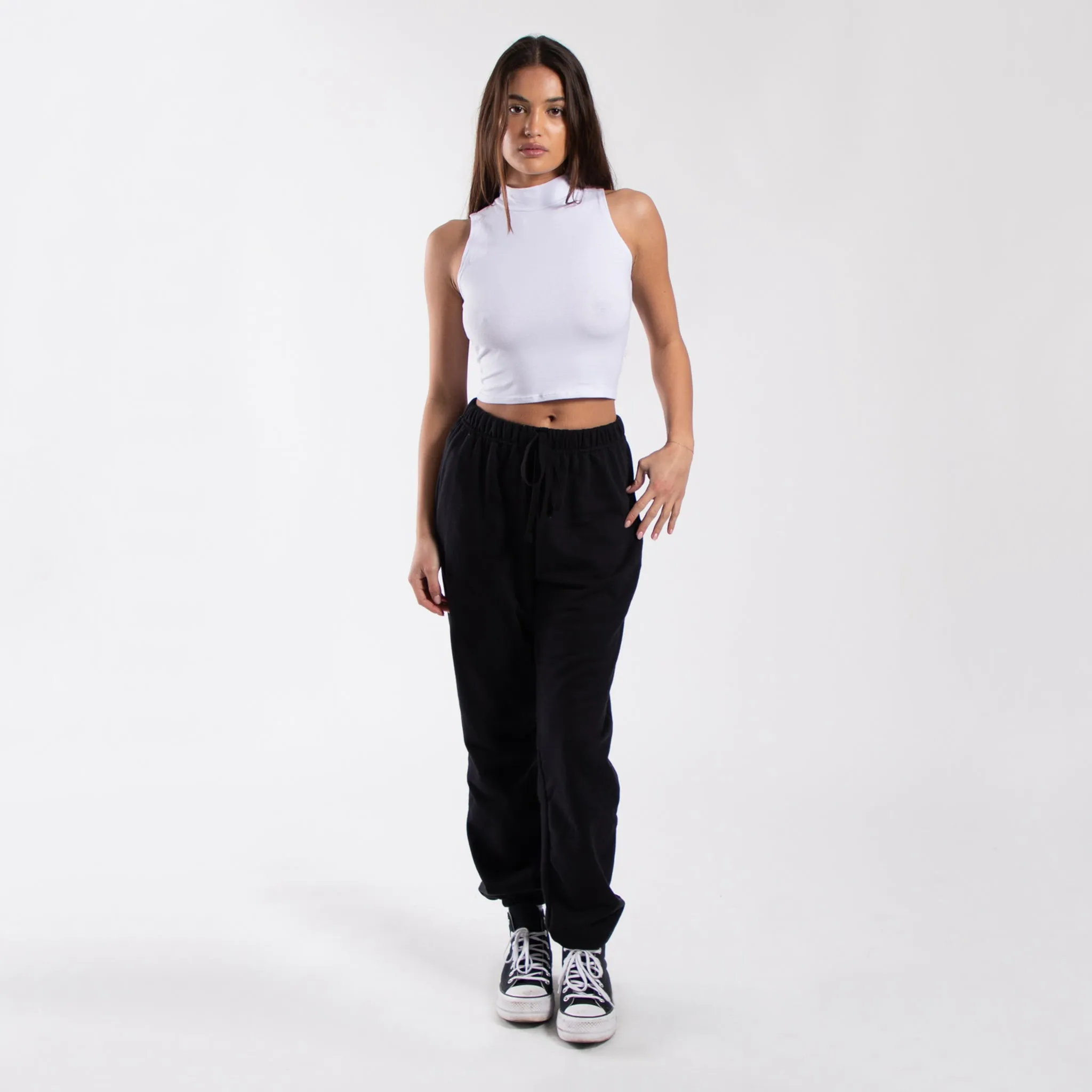 0890 - Women's Mock Neck Cropped Muscle Tank