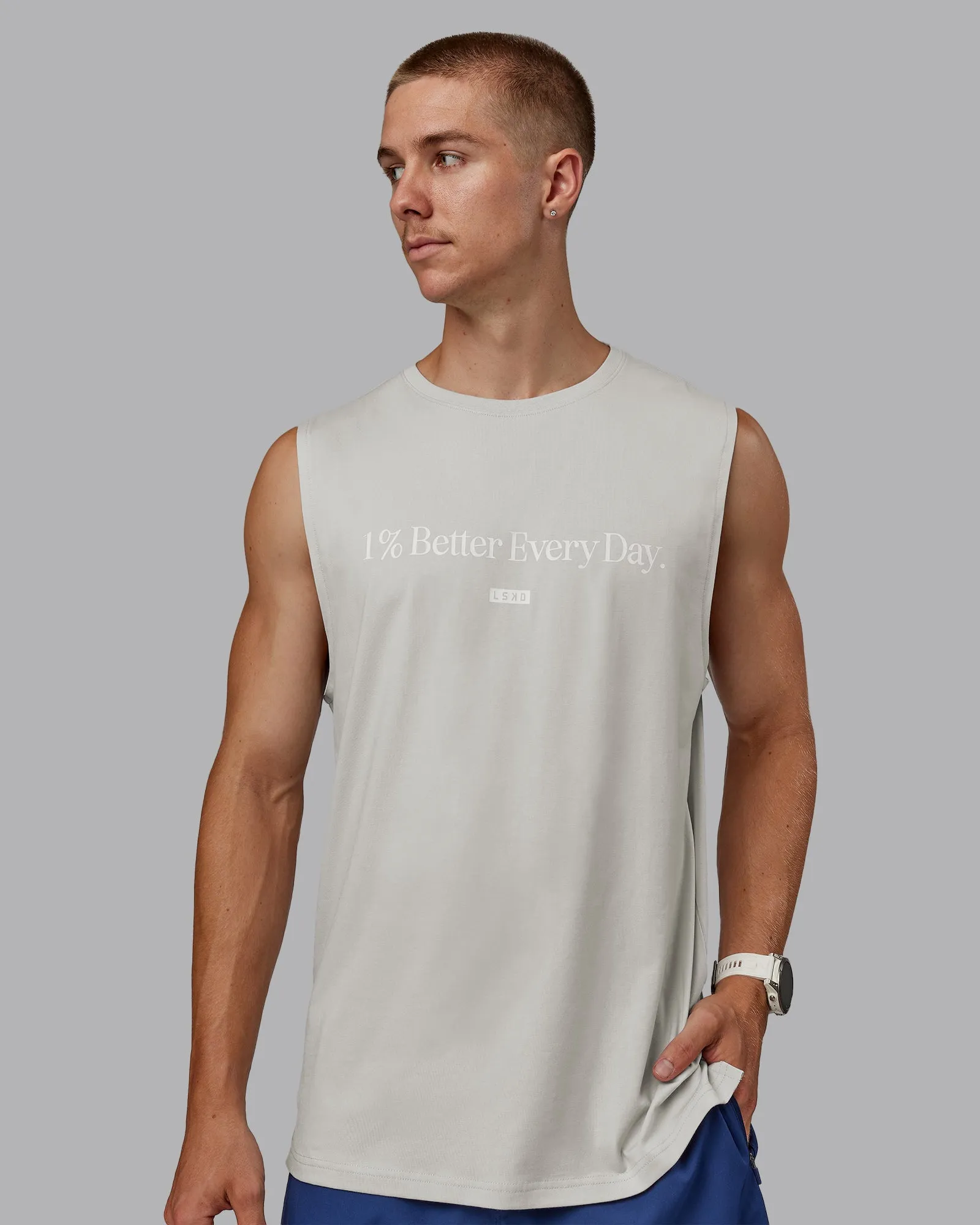 1% Better FLXCotton Training Fit Tank - Digital Mist/White