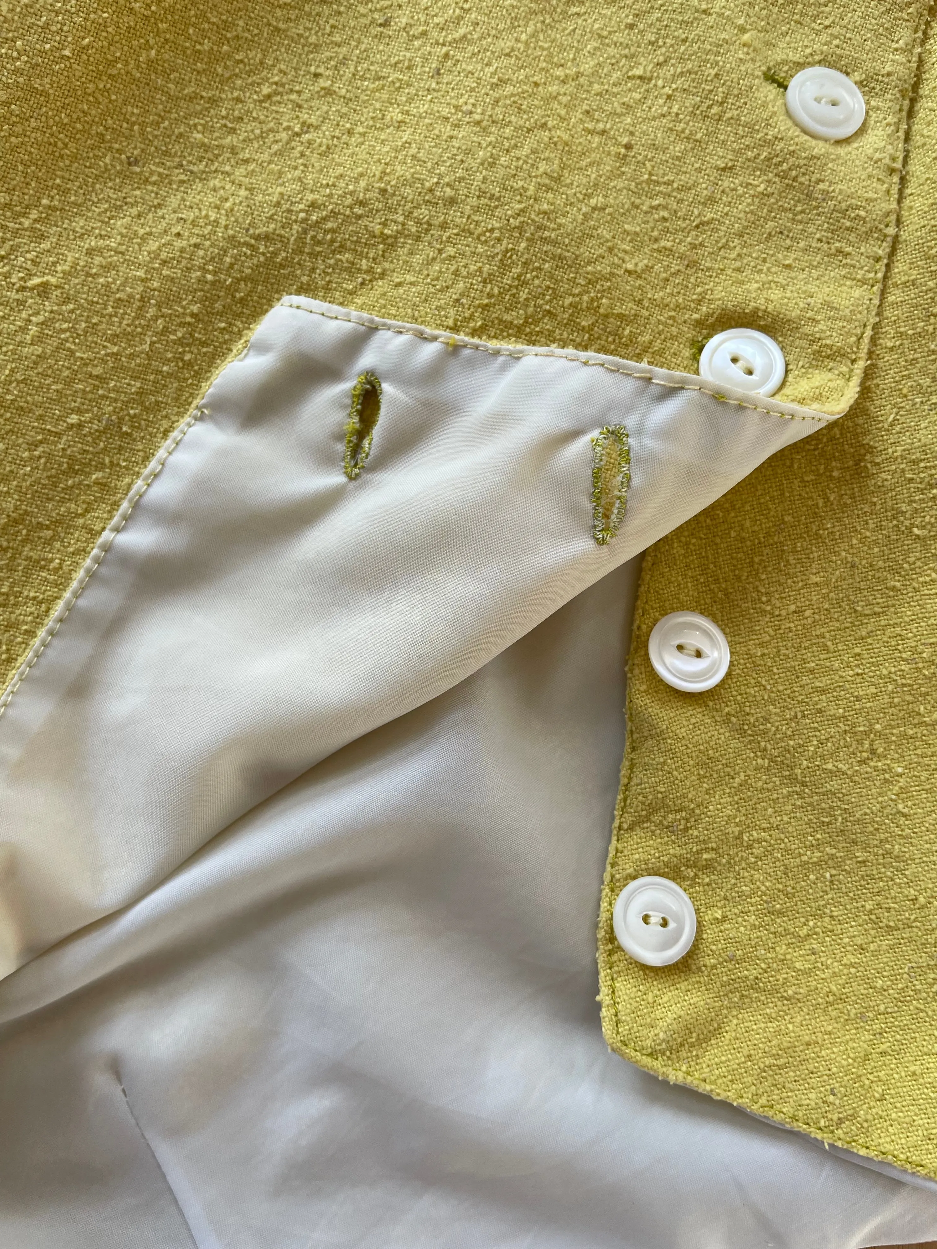 1930s Lemon Chartreuse Nubby Knit Double Side Button Hot Pants