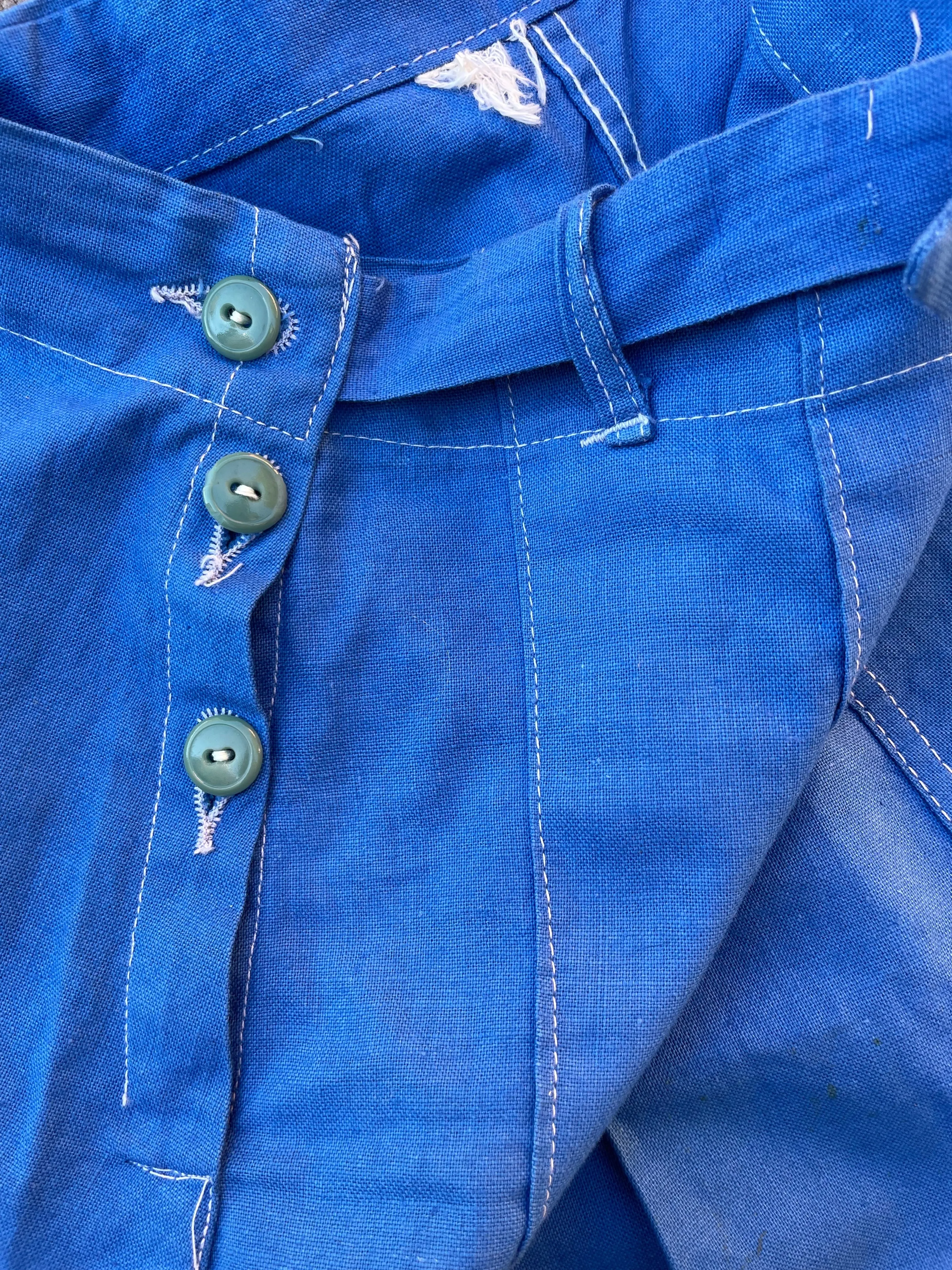 1930s Side Button Deco Sportswear Cotton Shorts
