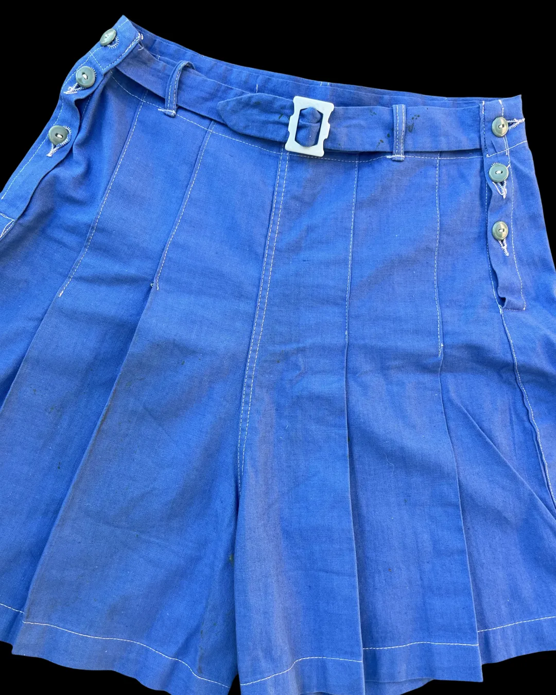 1930s Side Button Deco Sportswear Cotton Shorts