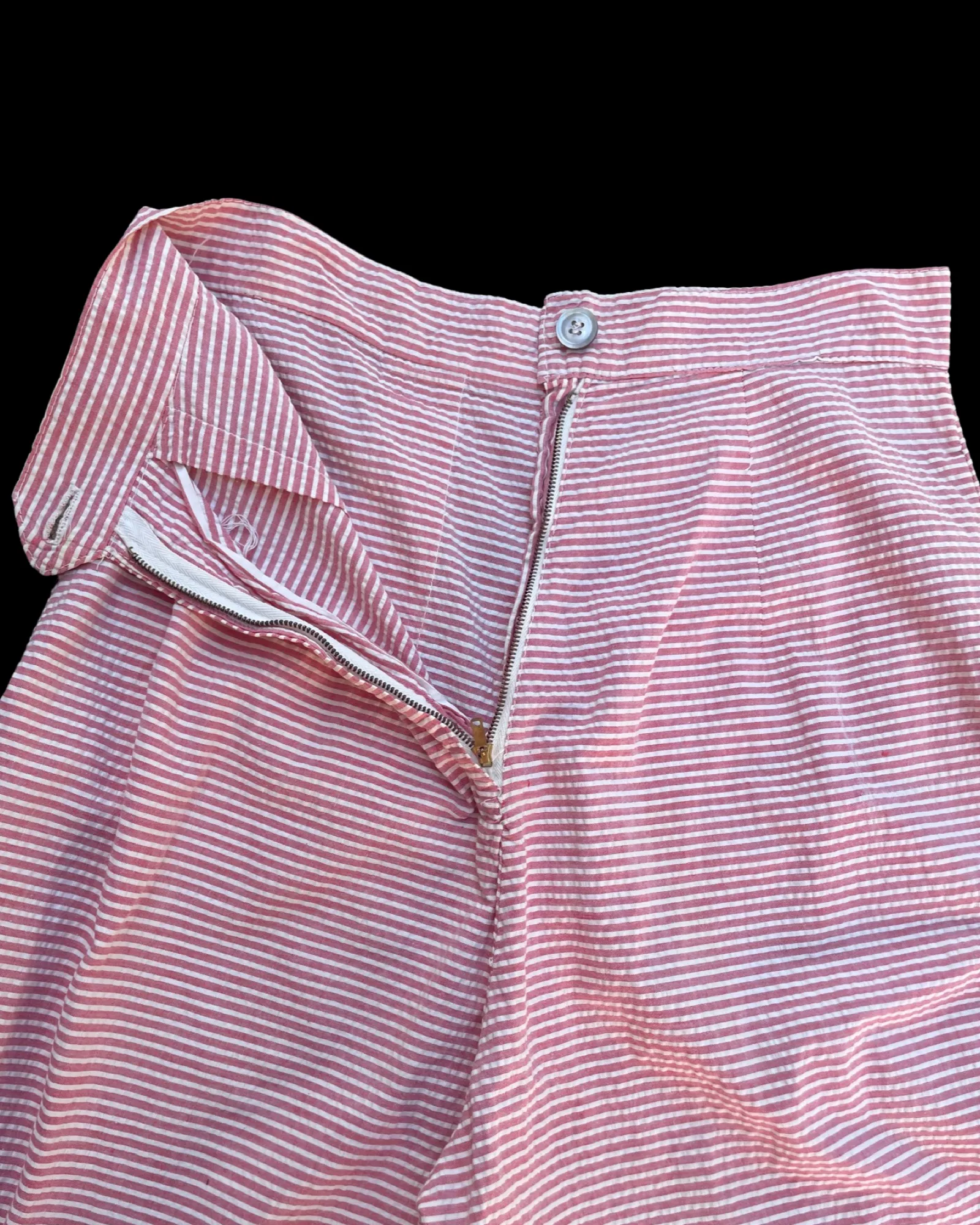 1940s Back Zip Striped Seersucker Calm Diggers