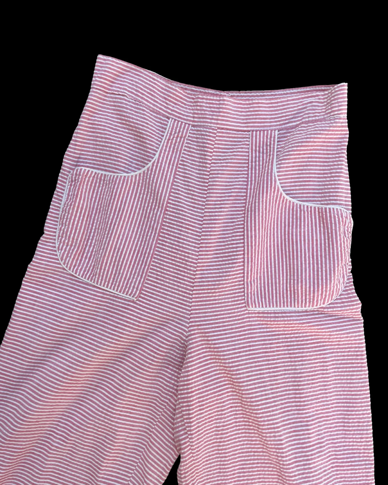 1940s Back Zip Striped Seersucker Calm Diggers
