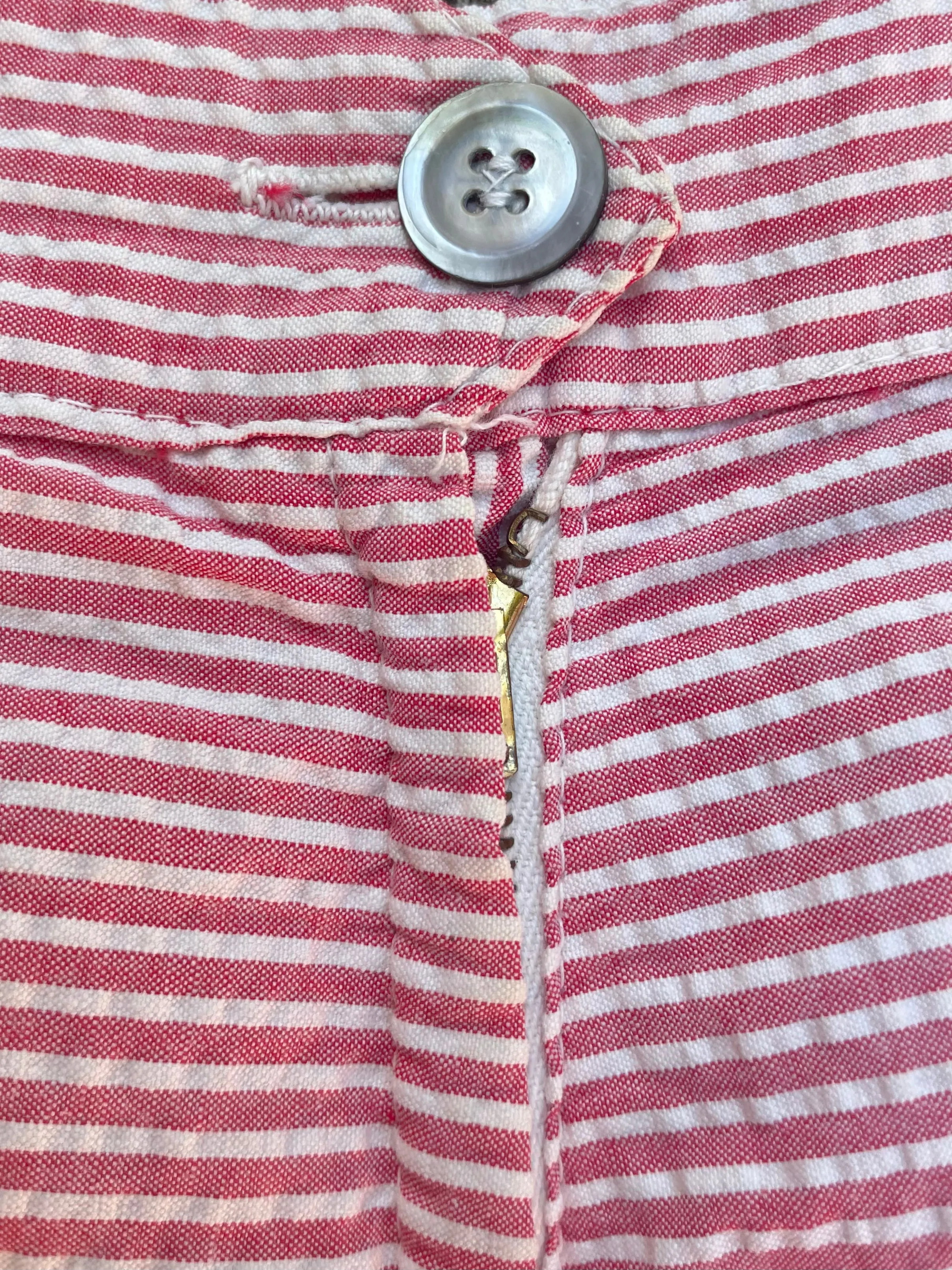 1940s Back Zip Striped Seersucker Calm Diggers