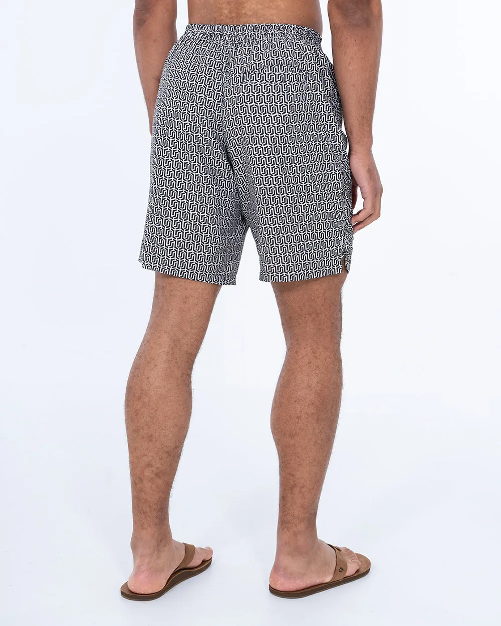 2t Aray Tall Geometric Swim Shorts (black/white)