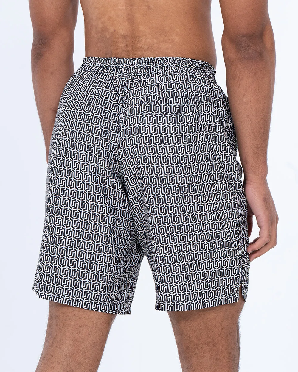 2t Aray Tall Geometric Swim Shorts (black/white)