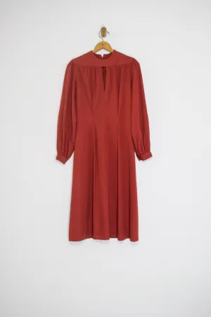 40's RUST DRESS WITH KEYHOLE / MEDIUM