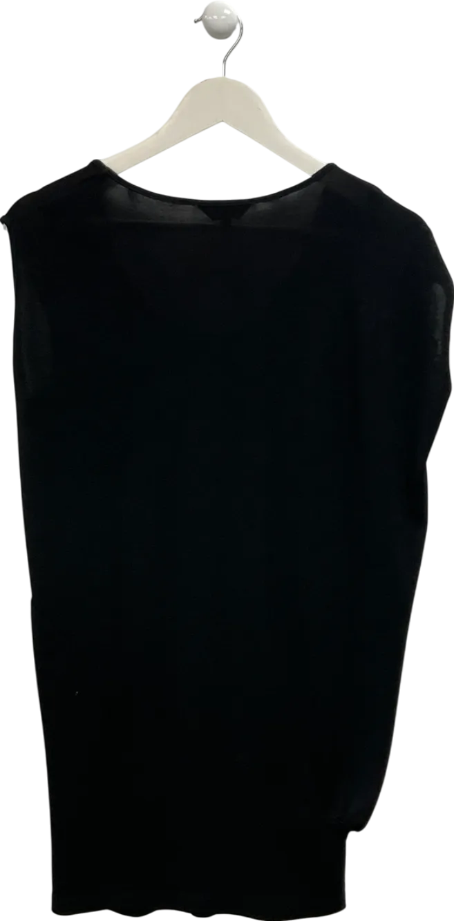 All Saints Black Asymmetric Long Line Top UK 8