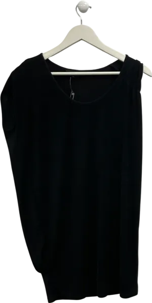 All Saints Black Asymmetric Long Line Top UK 8