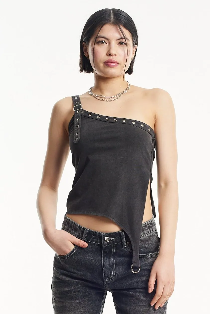 Alto Asymmetric Eyelet Top