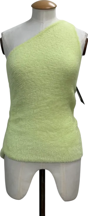 Anthropologie Green Fuzzy Knit Asymmetric Top Lime UK S