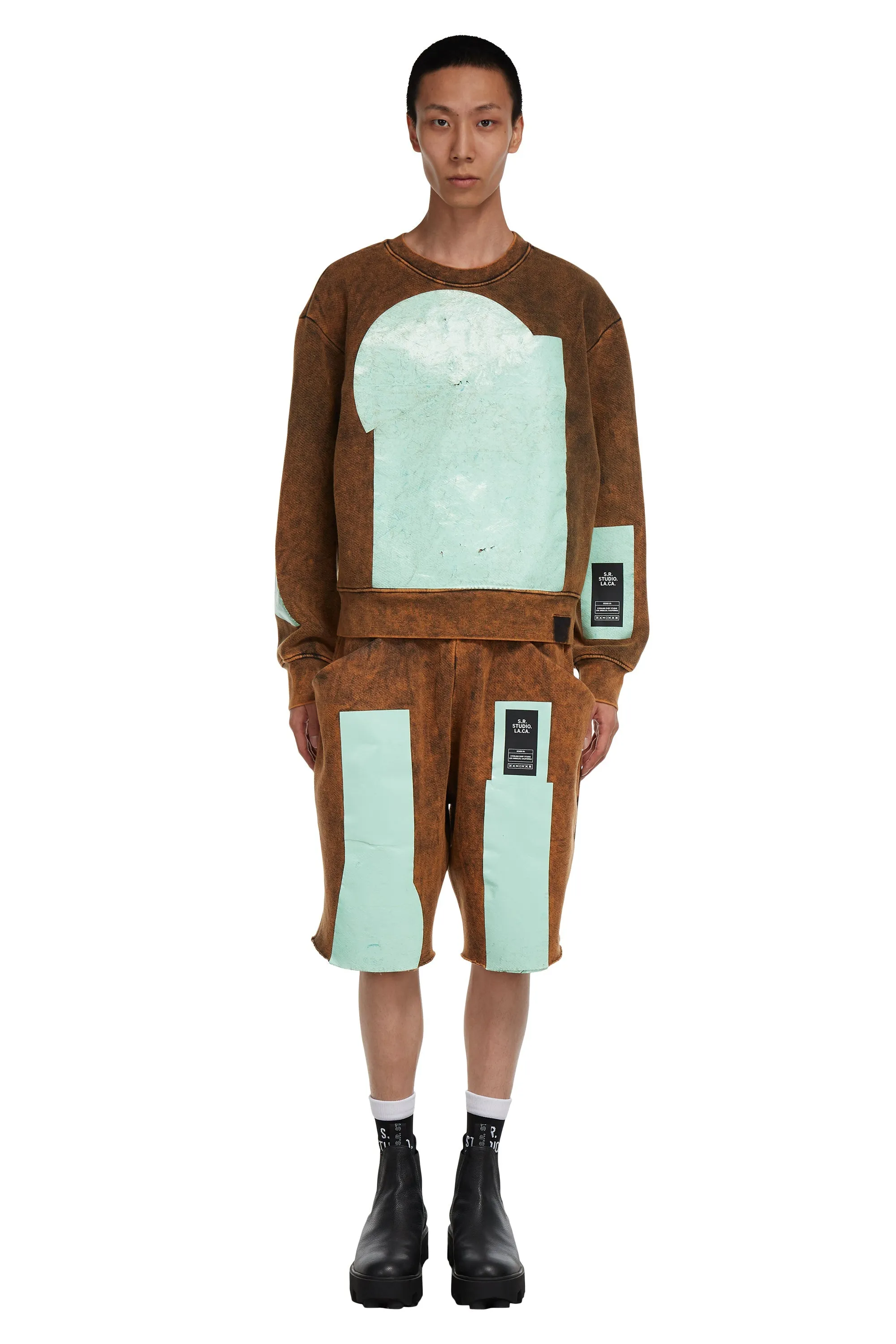 AP ELASTIC WAIST SHORT WITH MINT SHAPES AND IO WASH