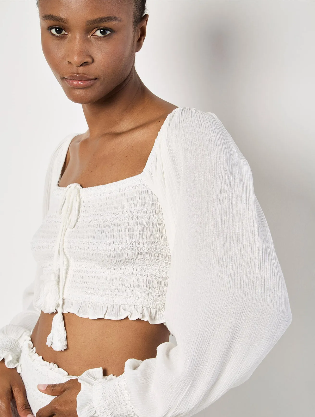 Apricot Smock Crop Top