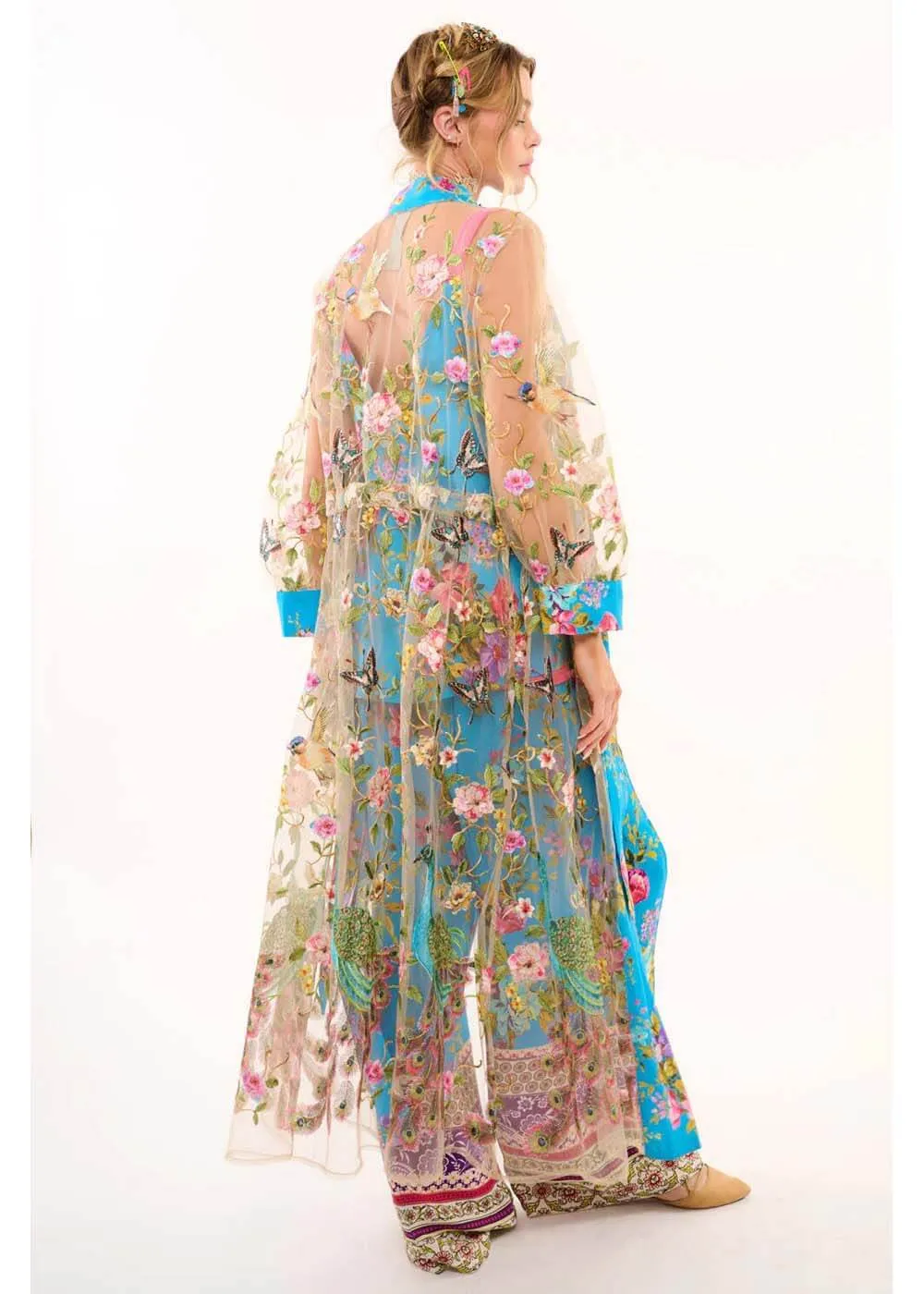 Aratta Garden of Eden Birds Butterfly Mesh Duster Pauw
