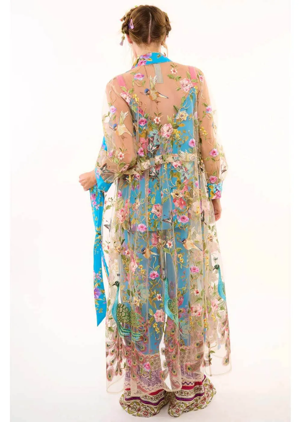 Aratta Garden of Eden Birds Butterfly Mesh Duster Pauw