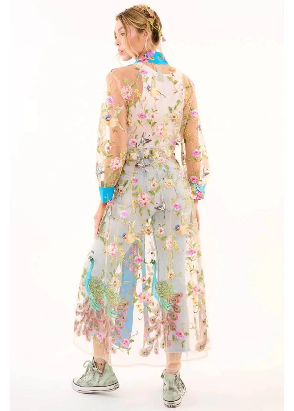 Aratta Garden of Eden Birds Butterfly Mesh Duster Pauw
