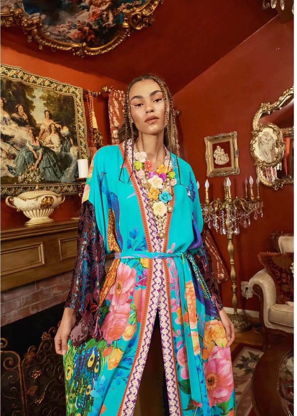 Aratta Peacock Kimono Aqua