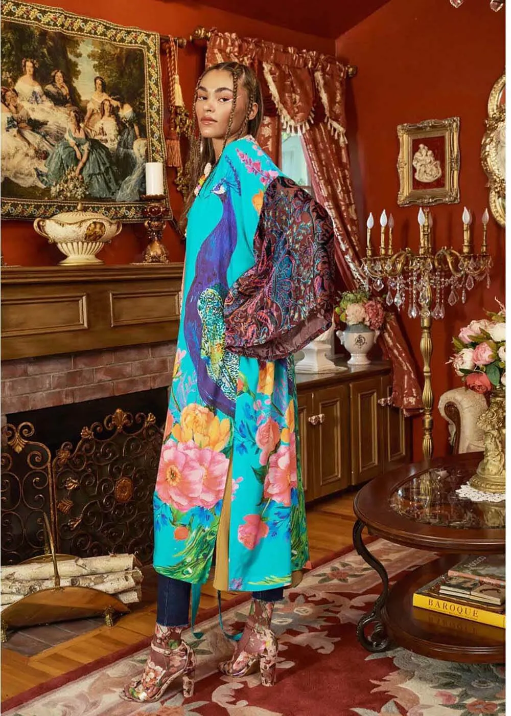 Aratta Peacock Kimono Aqua