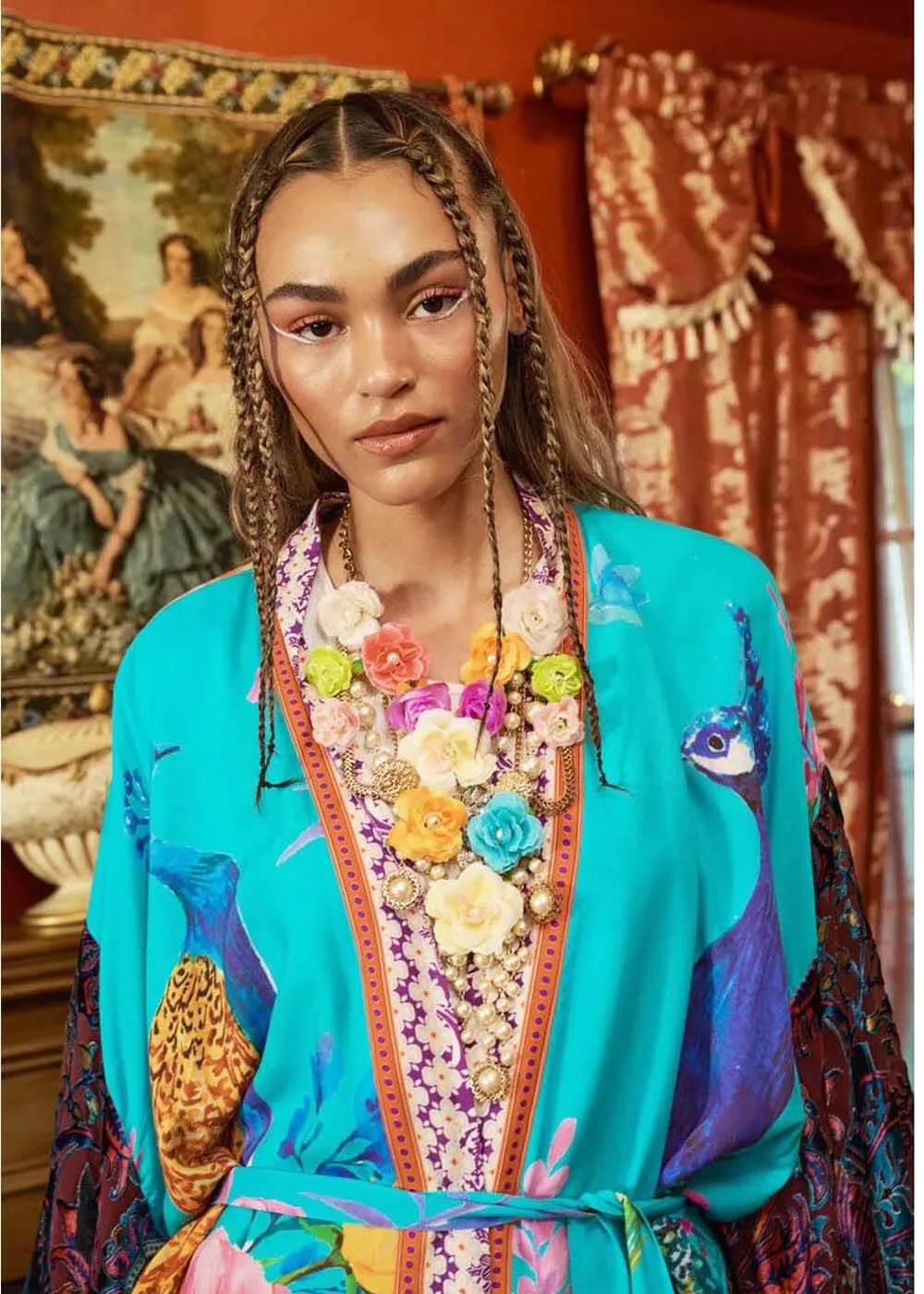 Aratta Peacock Kimono Aqua