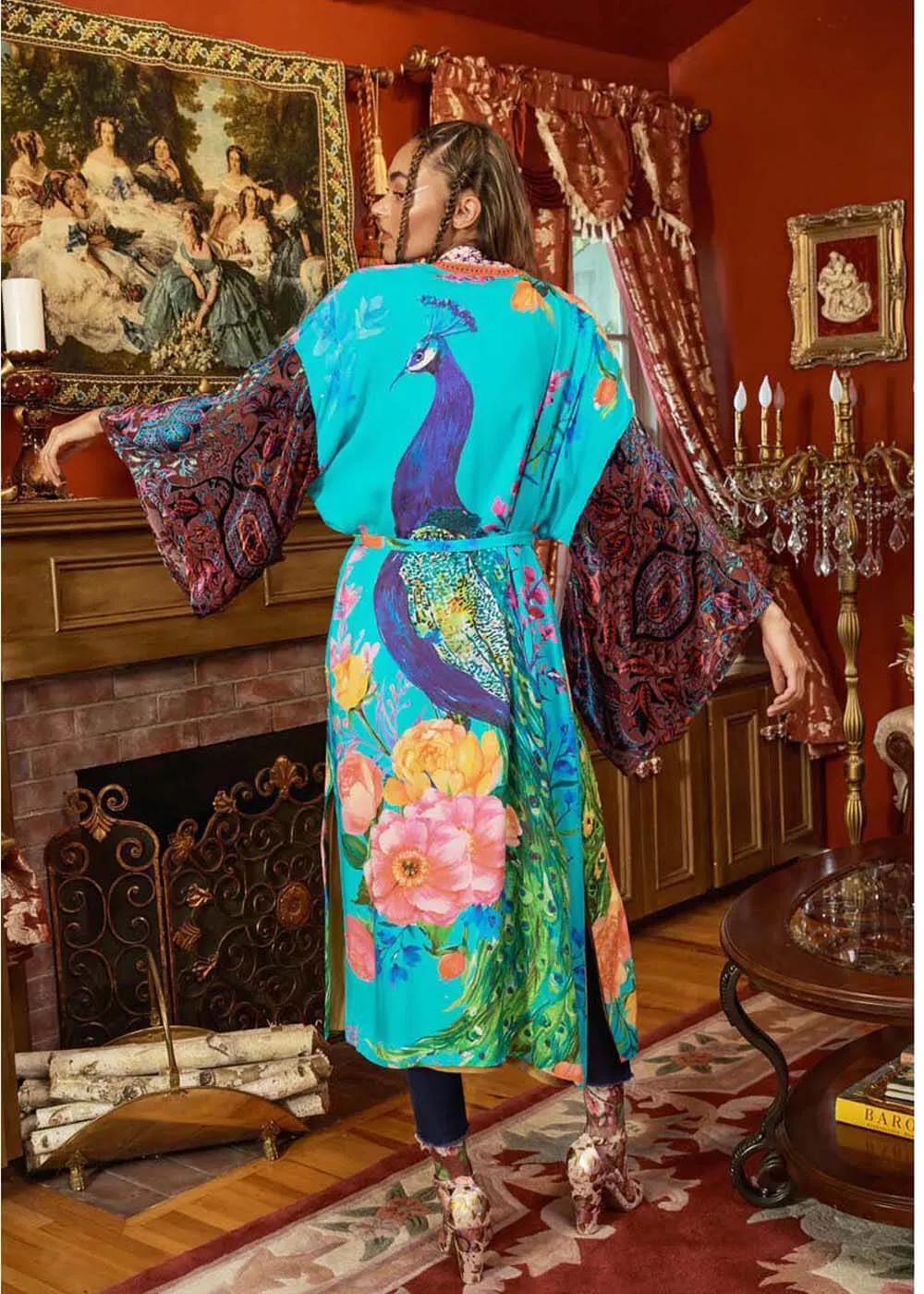 Aratta Peacock Kimono Aqua