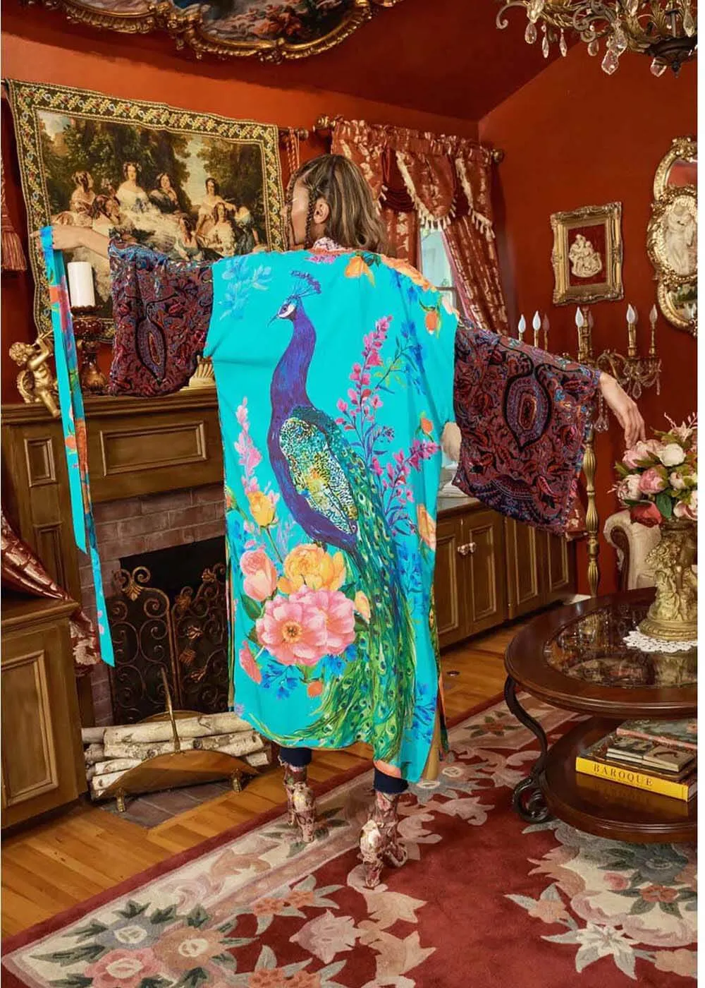Aratta Peacock Kimono Aqua