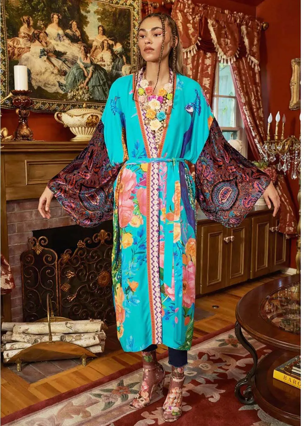 Aratta Peacock Kimono Aqua