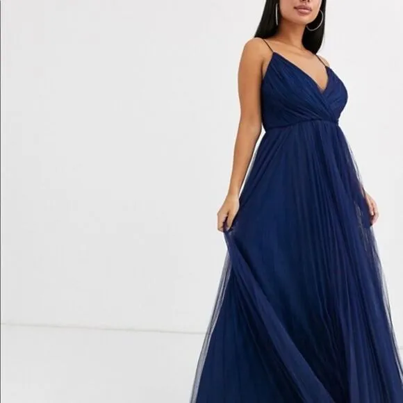 ASOS DESIGN Petite cami pleated tulle maxi