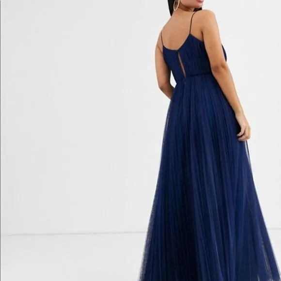 ASOS DESIGN Petite cami pleated tulle maxi