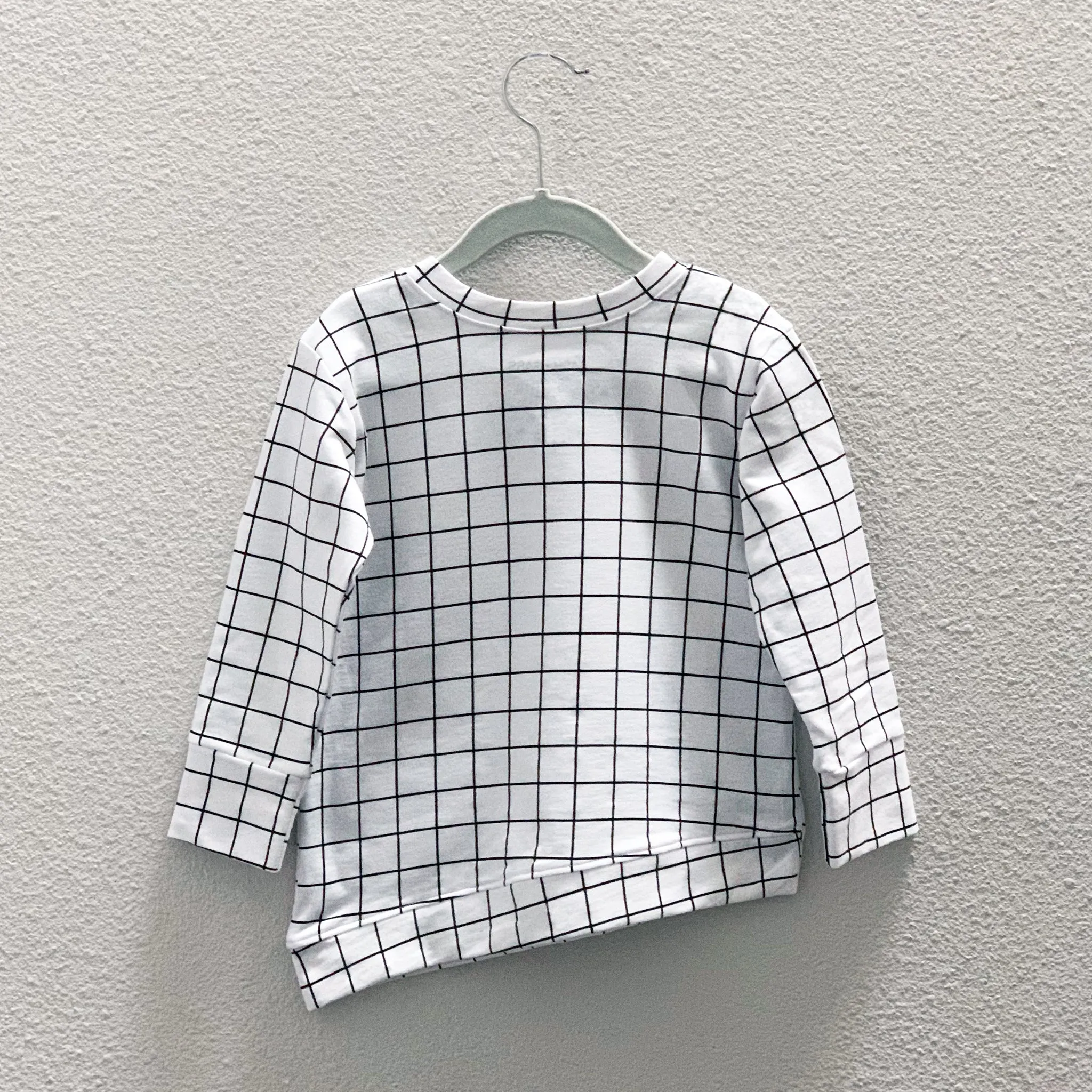 Asymmetric Pullover - Black/White Grid