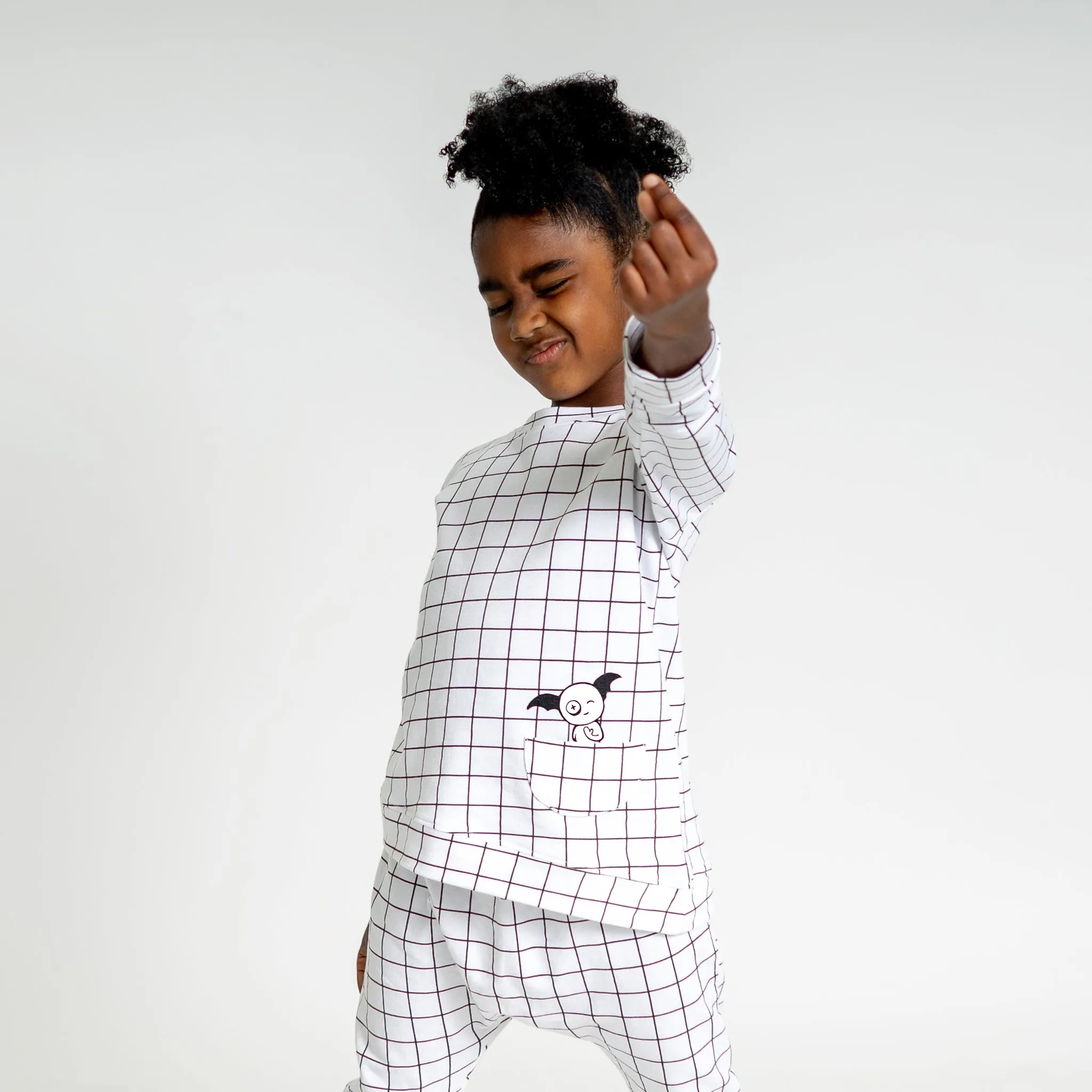 Asymmetric Pullover - Black/White Grid