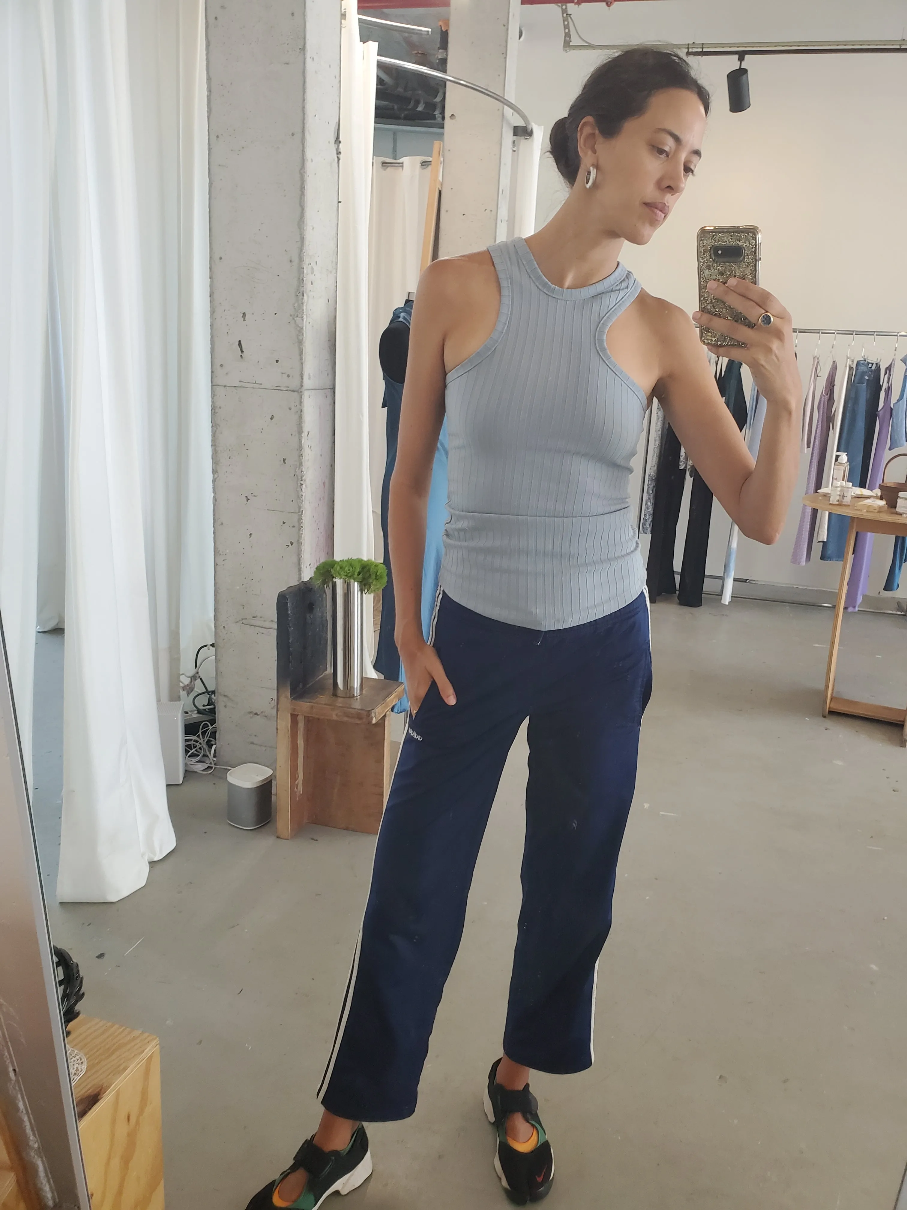 Asymmetric Racerback Tank - Sky