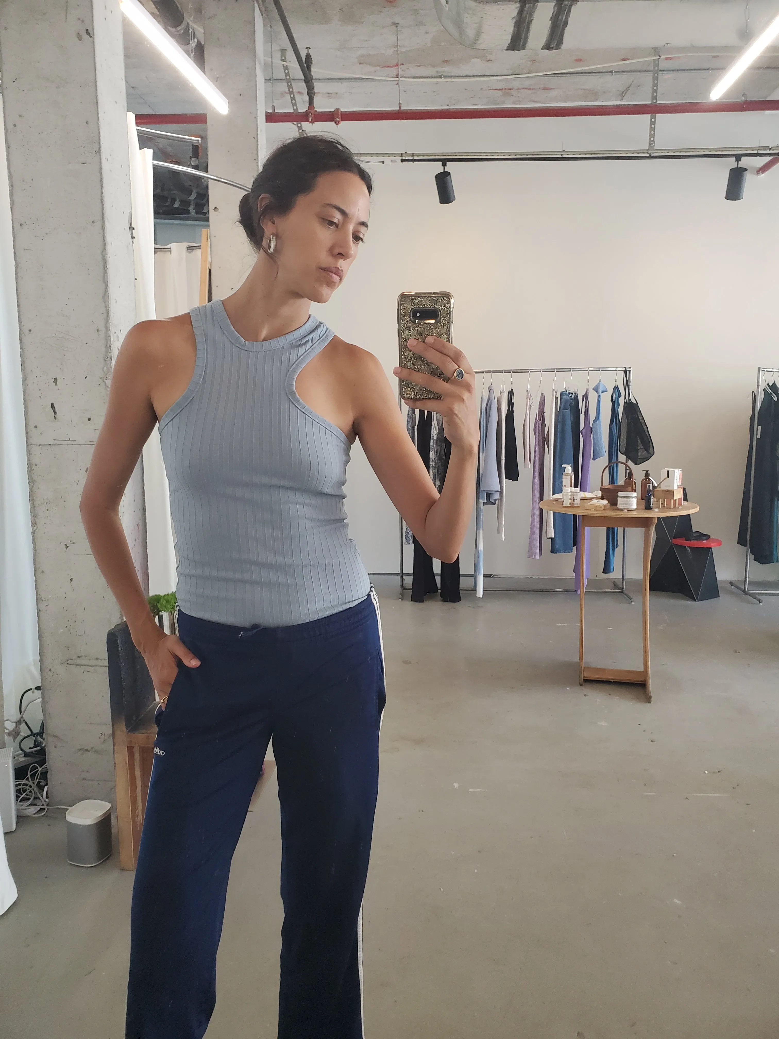 Asymmetric Racerback Tank - Sky