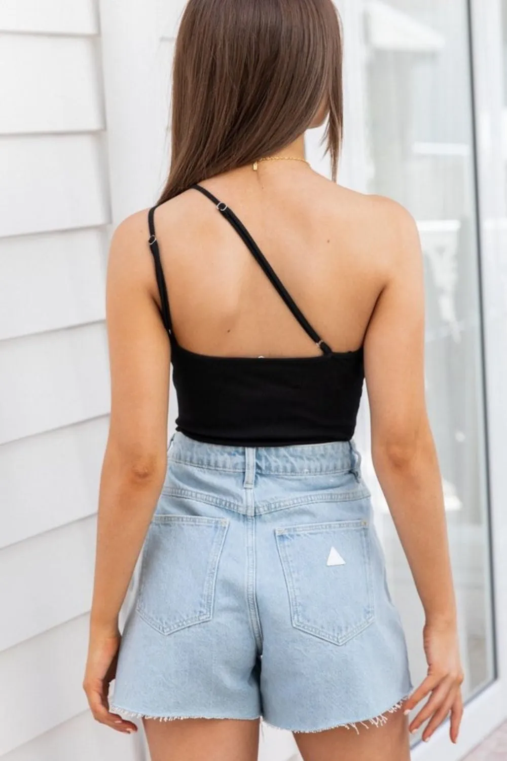 Asymmteric Shoulder Strap Black Top