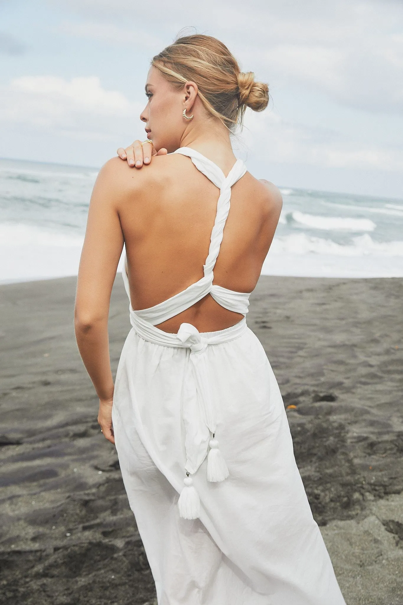 Athena Belted Maxi Dress White