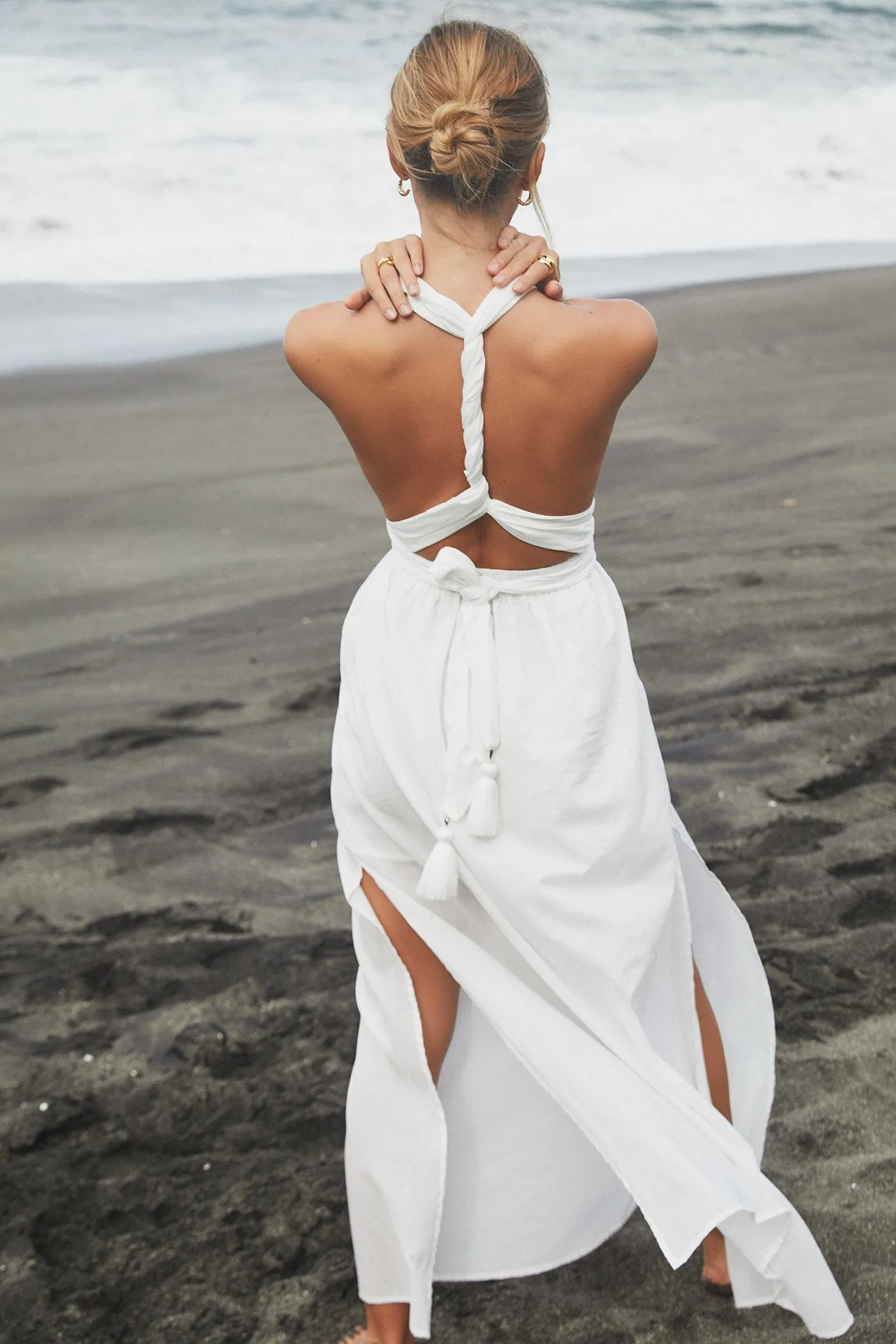 Athena Belted Maxi Dress White