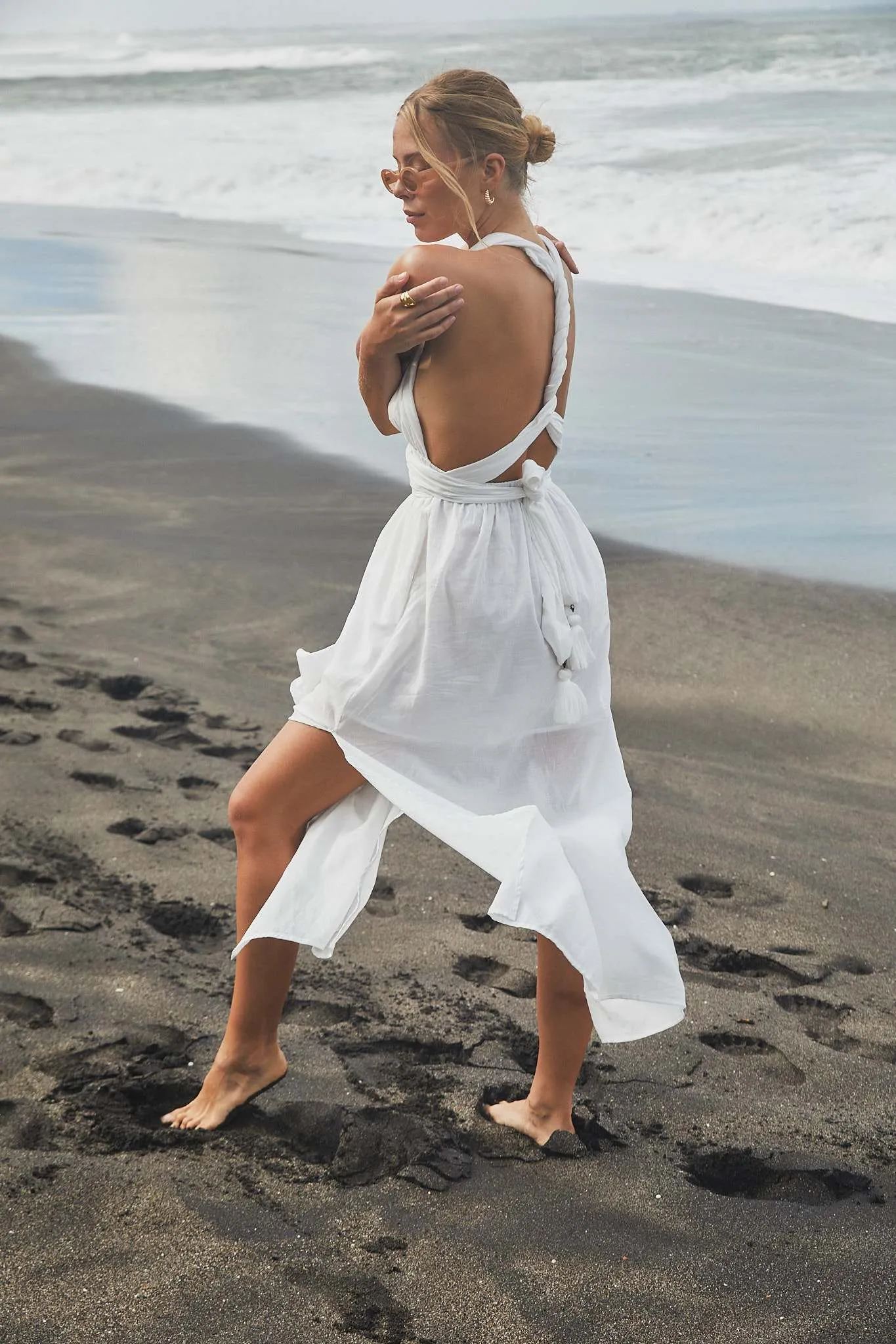 Athena Belted Maxi Dress White