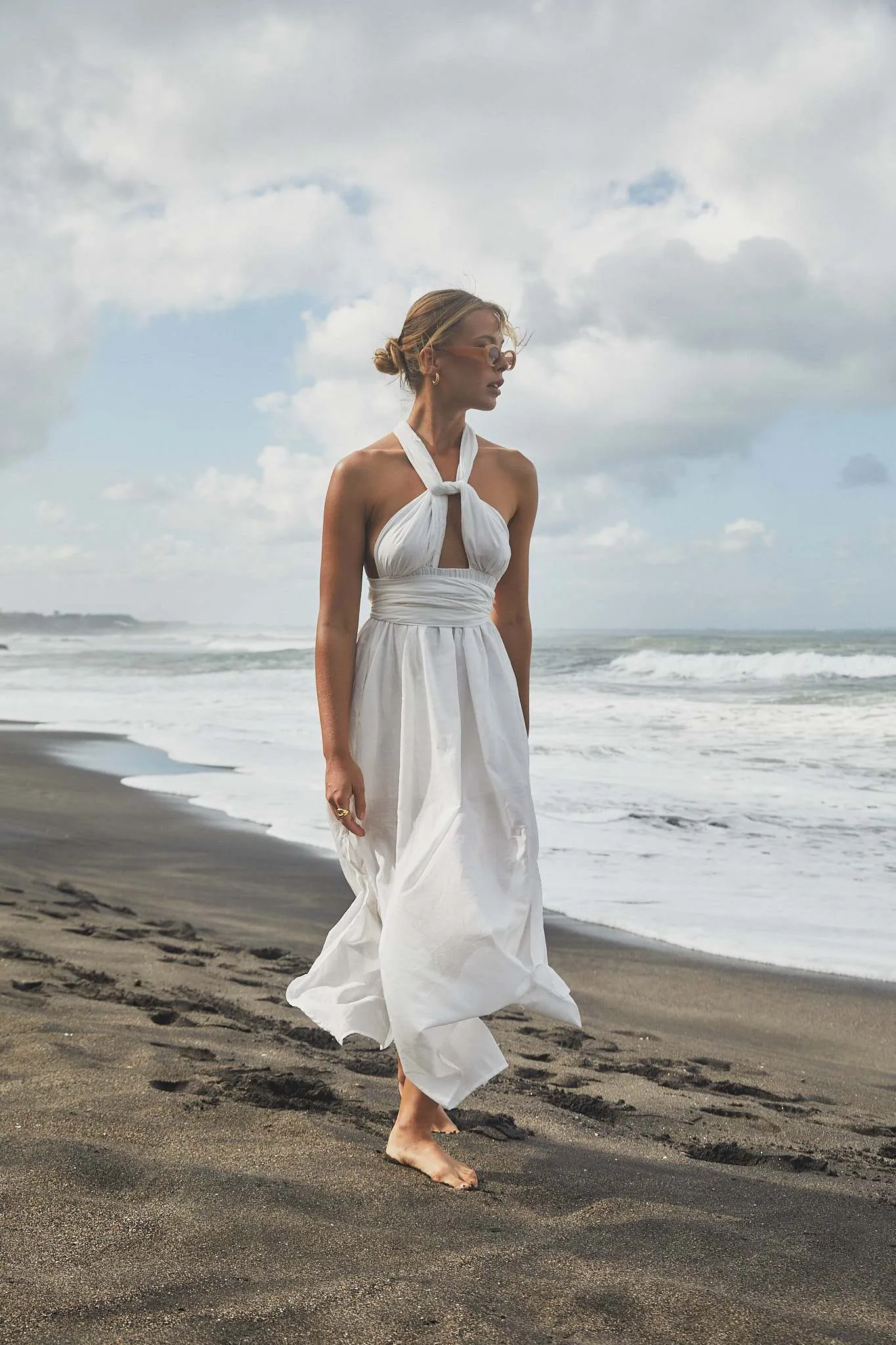 Athena Belted Maxi Dress White