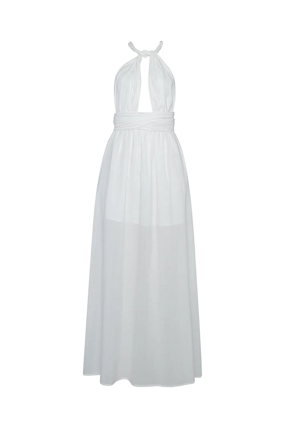 Athena Belted Maxi Dress White