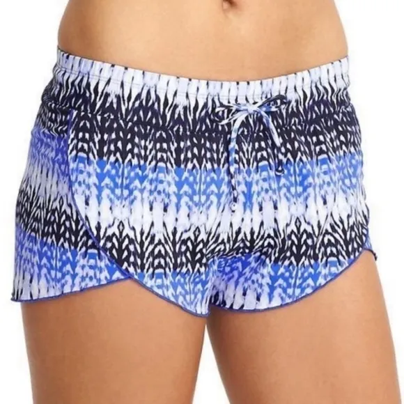 Athleta Kamala Petal Athletic Swim Short In Caspian Blue Size S