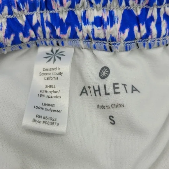 Athleta Kamala Petal Athletic Swim Short In Caspian Blue Size S