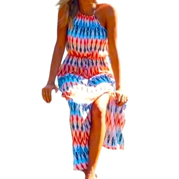 ATHLETA NWT Sunset Dress Multicolored Maxi size L