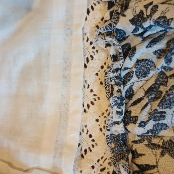 Attic Salt Blue and White Floral With Lace Panels Prairie Maxi Dress A5