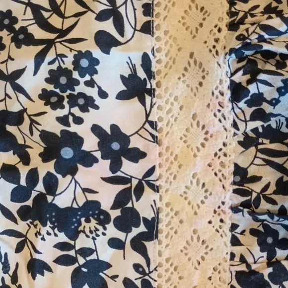 Attic Salt Blue and White Floral With Lace Panels Prairie Maxi Dress A5