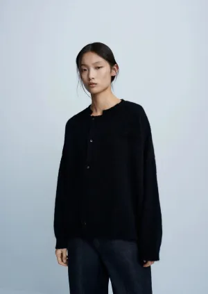 Baby Alpaca Asymmetric Cardigan, Black