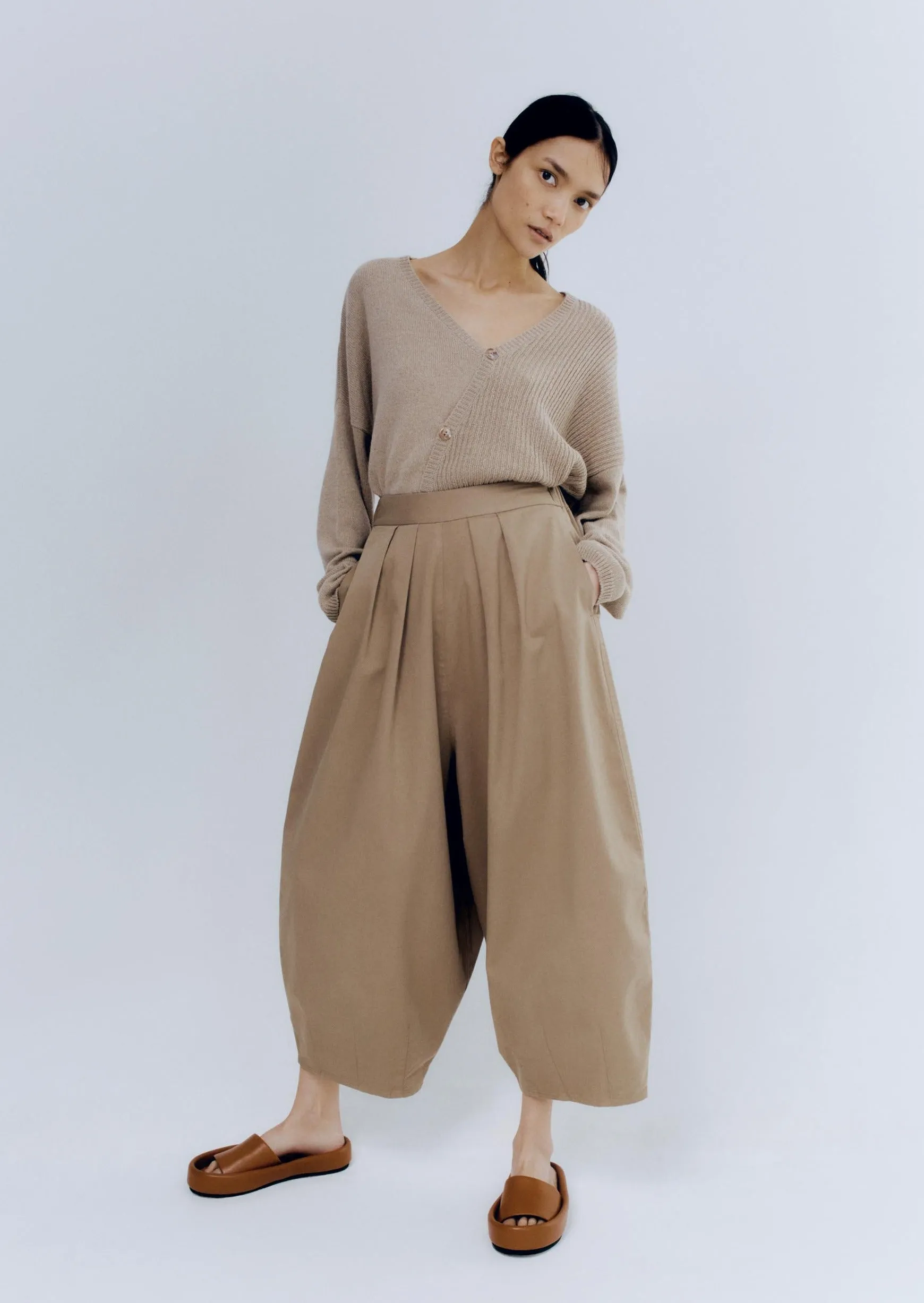 Baby Alpaca Asymmetric Sweater, Pale Olive
