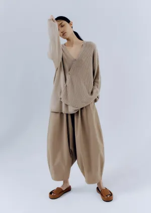 Baby Alpaca Asymmetric Sweater, Pale Olive