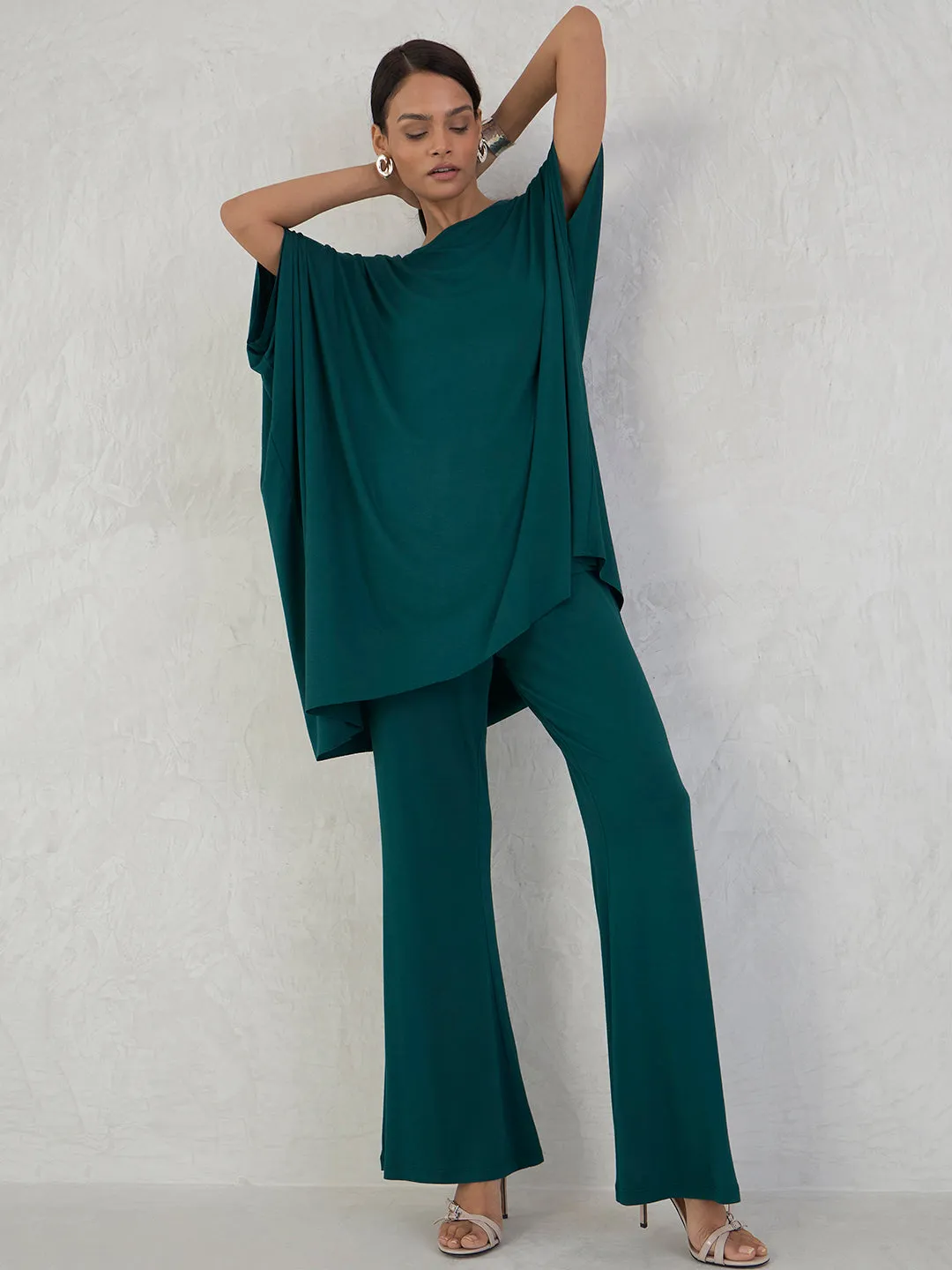 Bamboo Green Knit Asymmetrical Top