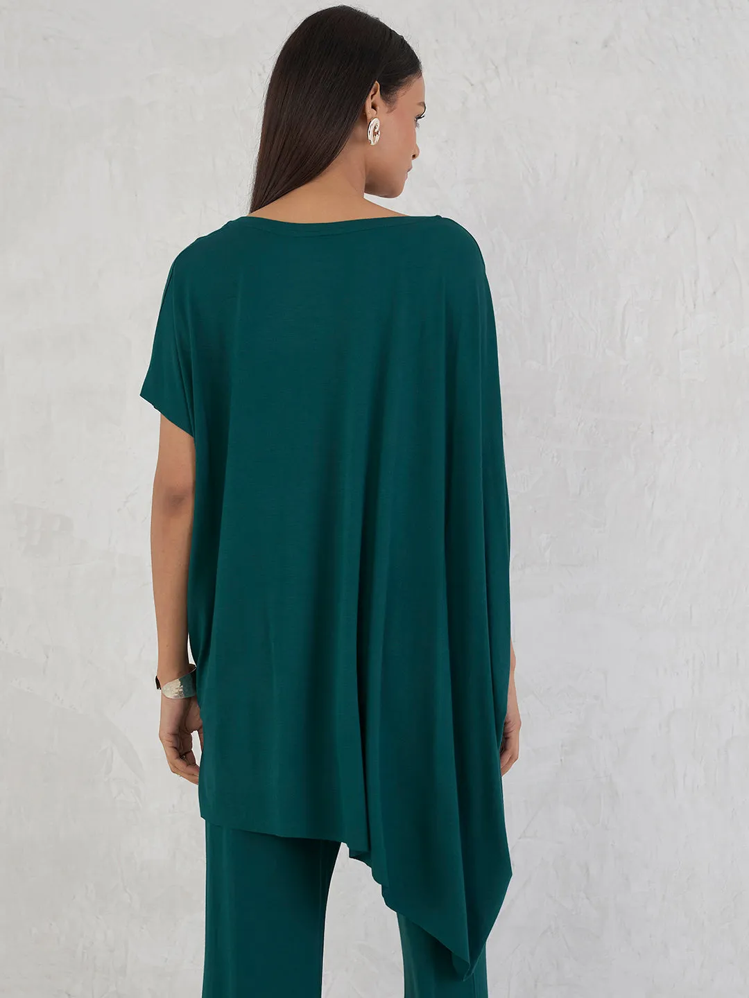 Bamboo Green Knit Asymmetrical Top