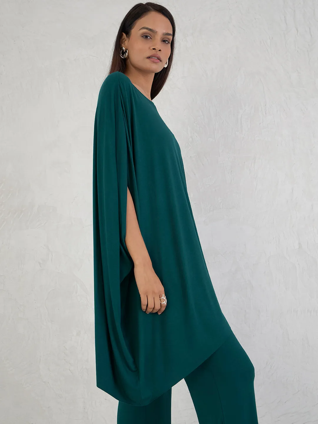 Bamboo Green Knit Asymmetrical Top