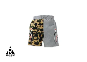 Bape 1st Camo Half Side Shark Sweat Shorts “Yellow”